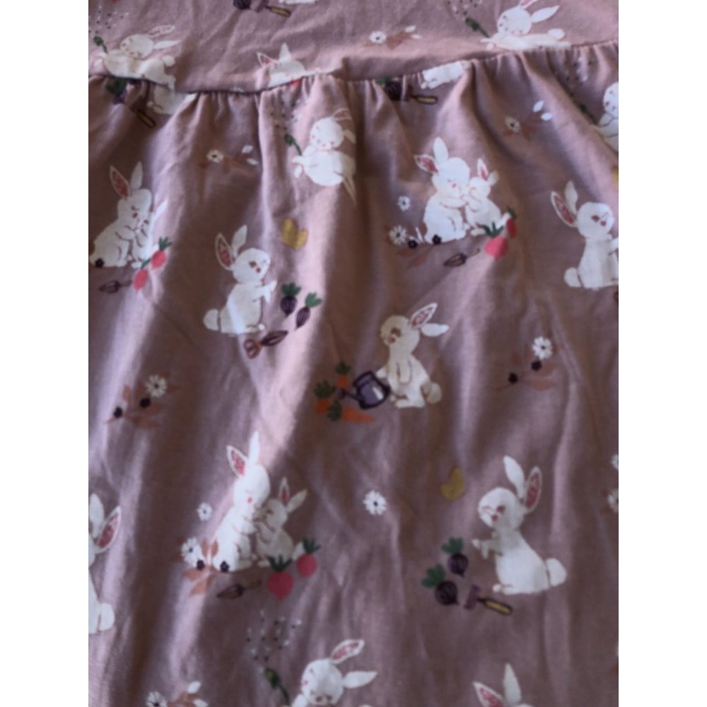 H & M Girls Dress Dusty Rose Pink/White Bunnies Flutter Cap Sleeves Size 2T - Picture 5 of 8